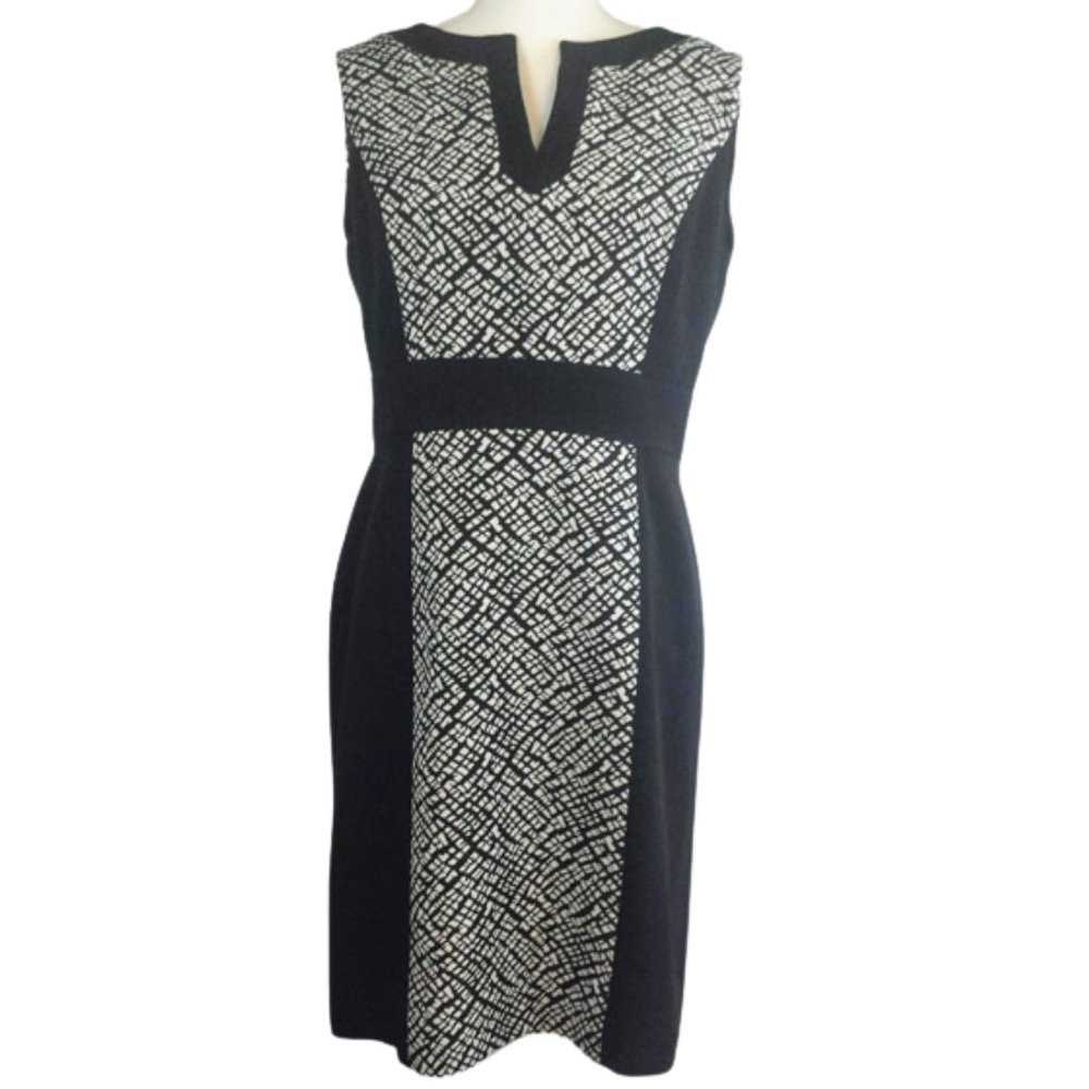 TAHARI-LEVINE STUDIO Black & White Below Knee Dress Women's 10